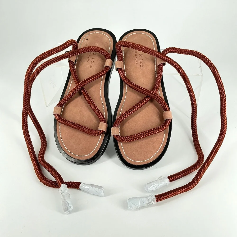 Rag & Bone Size 36 US 6 Henna Brown Lace Up Gladiator Sandals NEW Infinity $375